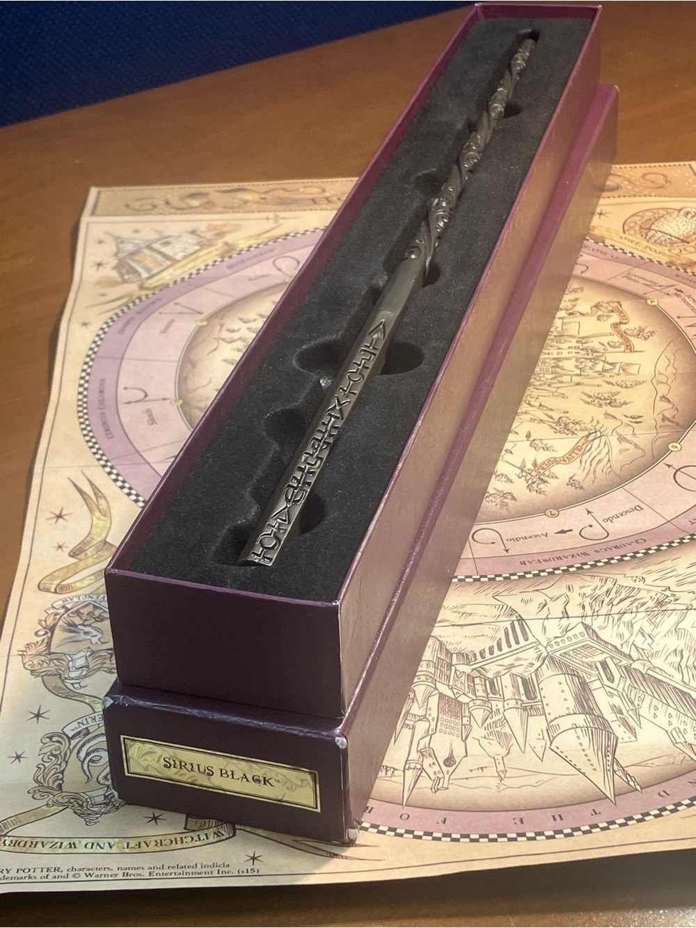 Sirius Black Wizard Wand with Maroon w Box and Map. Interactive Harry Potter